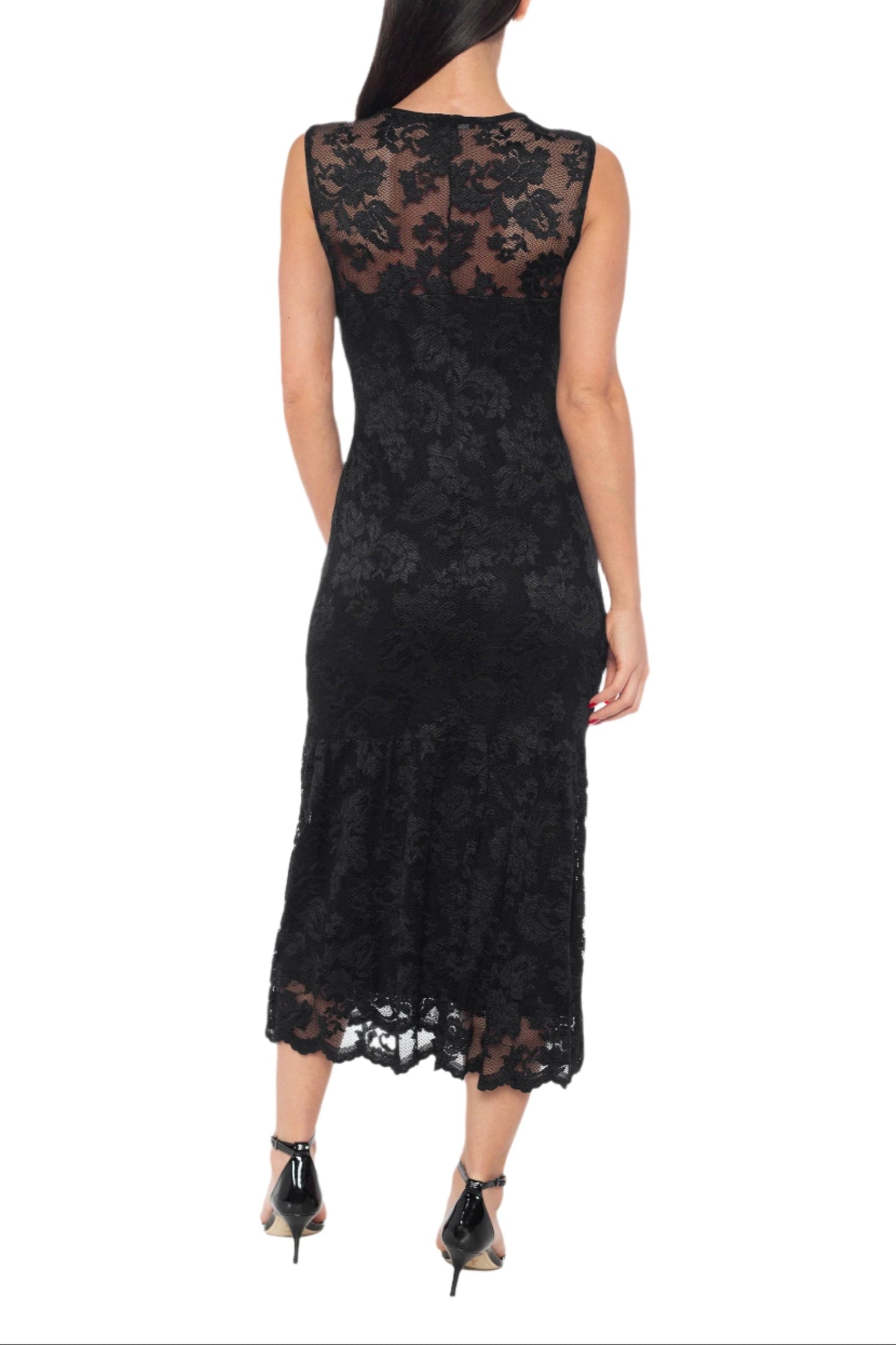 Marina Scallop Lace V-Neck Sleeveless A-Line Midi Dress-1