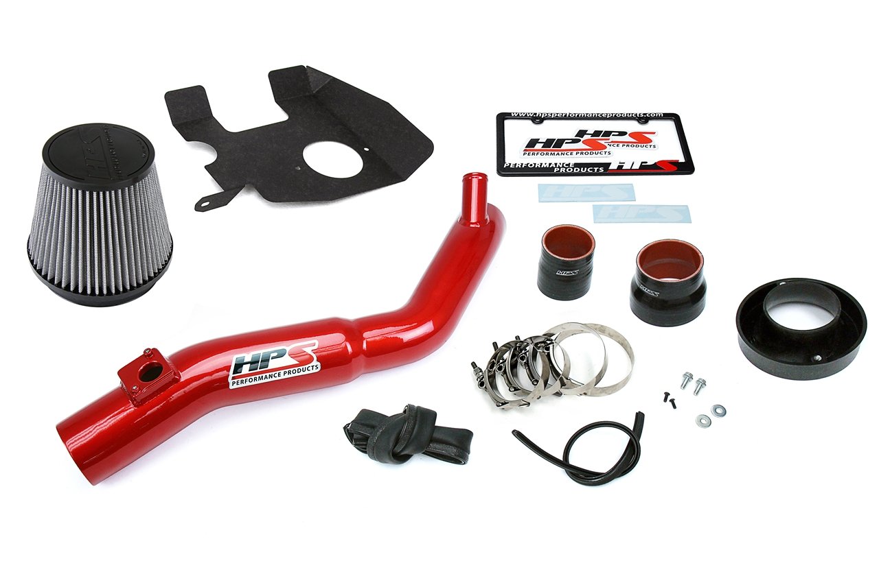 HPS Shortram Air Intake Kit 2016-2017 Lexus RC200t 2.0L Turbo, Includes Heat Shield, Red