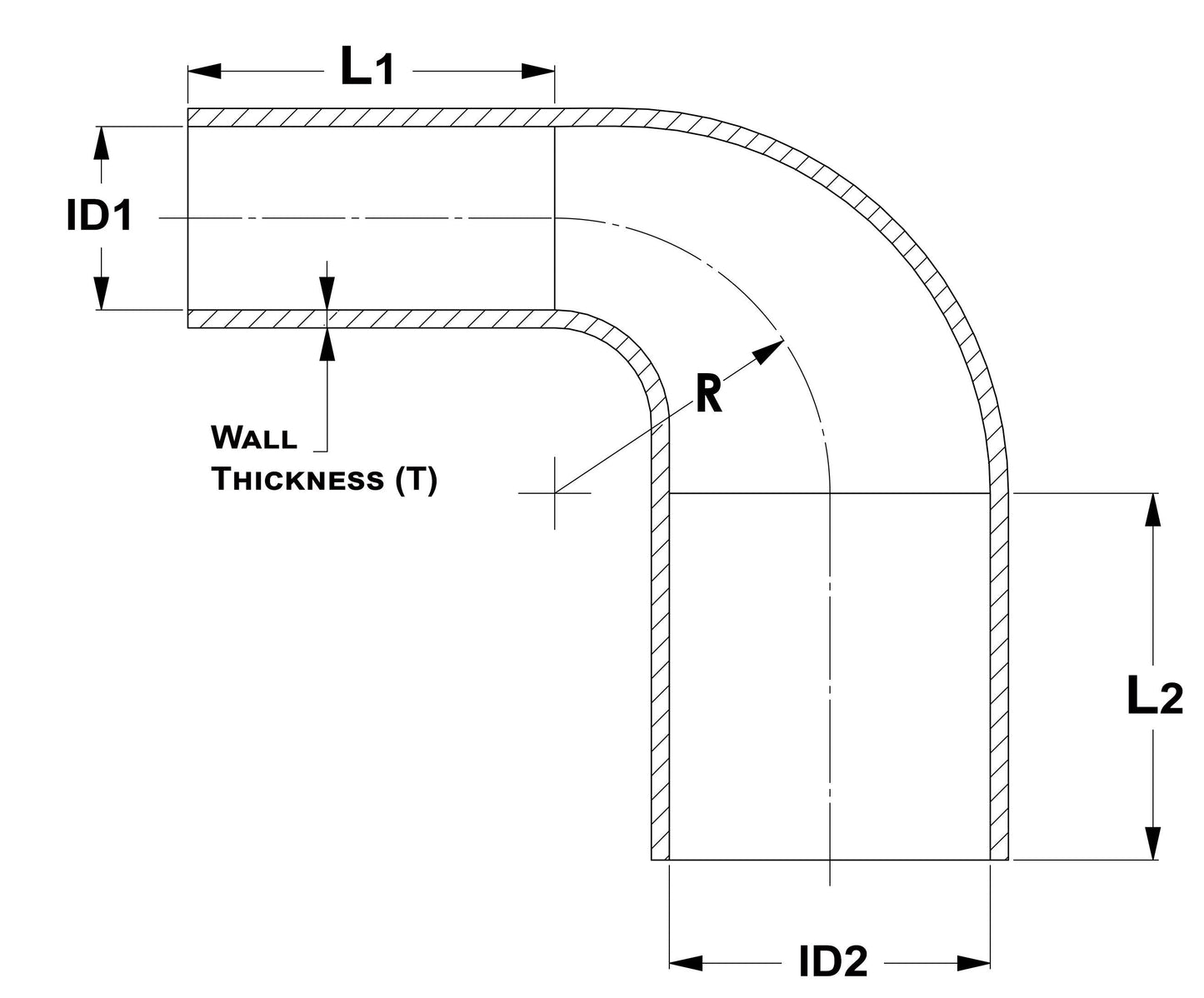 HPS 4-1/4" - 5" ID, Silicone 90 Degree Elbow Reducer Hose, High Temp 4-ply Reinforced, Blue, 108mm - 127mm ID