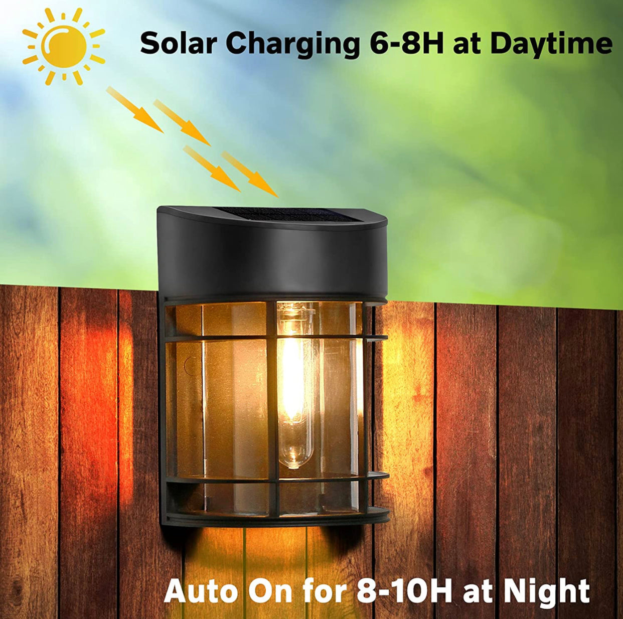SmartYard Solar Fence Lights Outdoor, Deck Lights LED Tungsten Filament Bulb Vintage Style 8-Pack