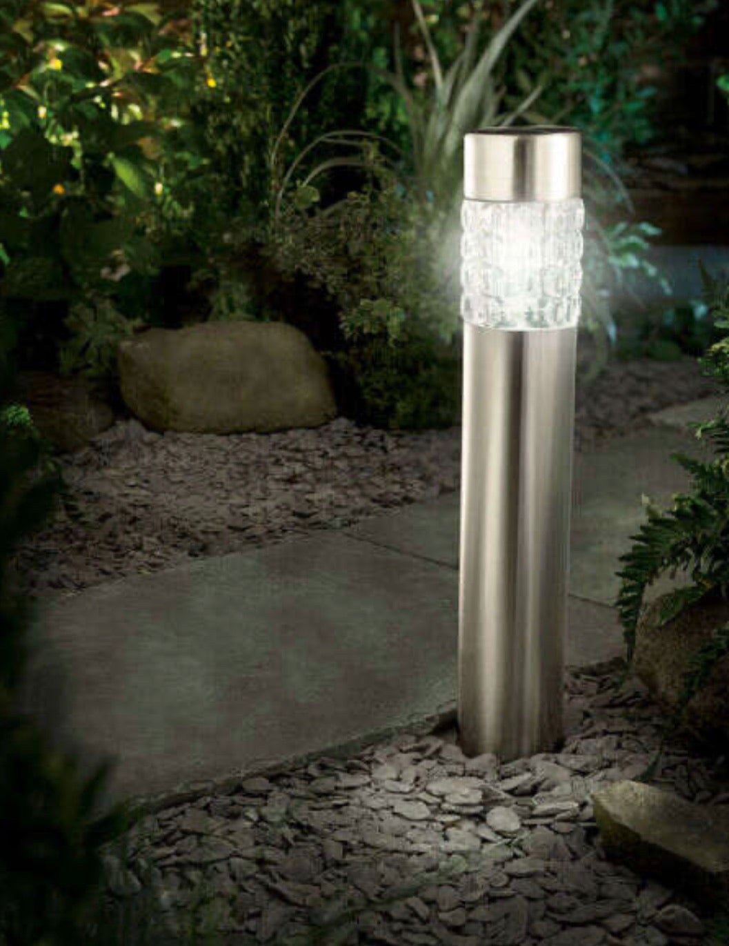 Hampton Modern Stainless Steel Solar Powered LED Bollard Pathway Light -15 Pack