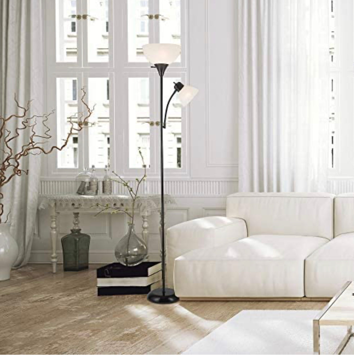 Torchiere Floor Lamp – High Brightness Torchiere Floor Lamp with 2 Reading Lights Lamps with Efficient LED