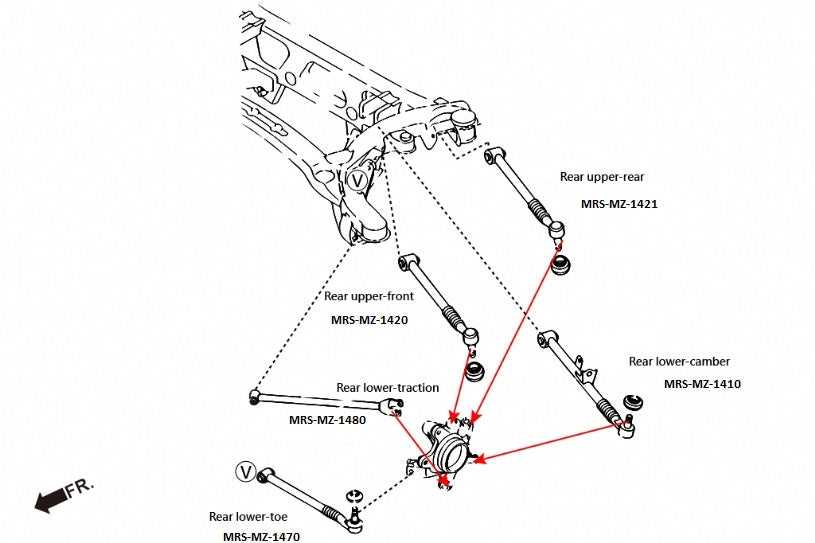 Megan Racing Rear Toe Control Arm for RX8 2004-2011, MX-5 Miata 2006-2012