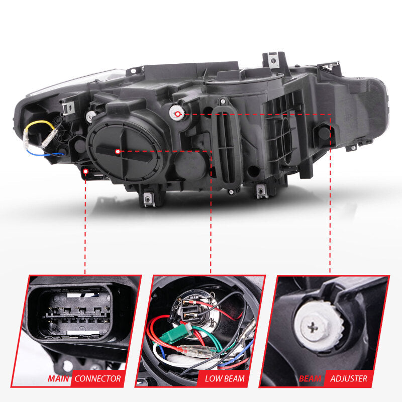 Anzo 2012-2015 BMW 3 Series Projector Headlights w/ U-Bar Black
