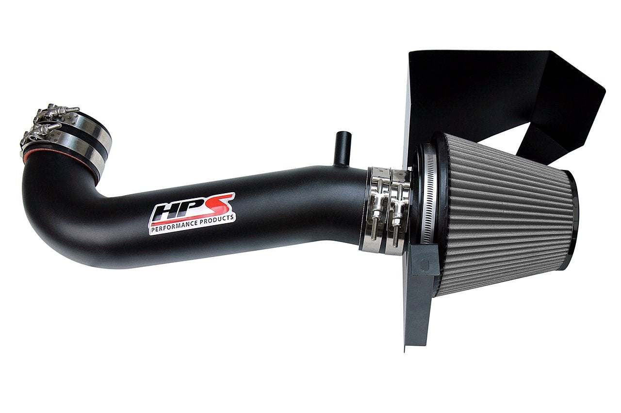 HPS Shortram Air Intake Kit 2011-2017 Dodge Challenger 5.7L V8 except Shaker Hood, Includes Heat Shield, Black