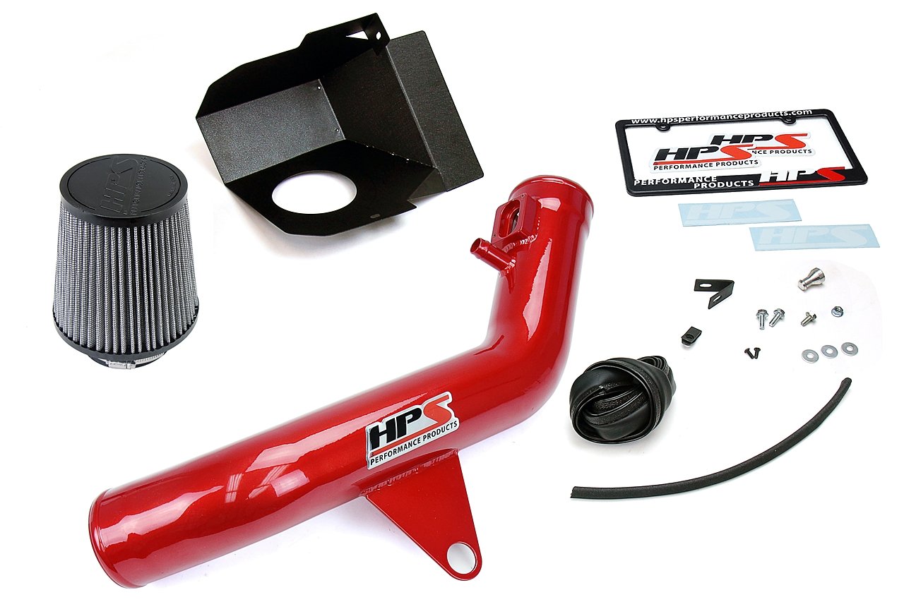 HPS Shortram Air Intake Kit 2012-2016 BMW M135i M135ix F20 F21 3.0L Turbo N55, Includes Heat Shield, Red