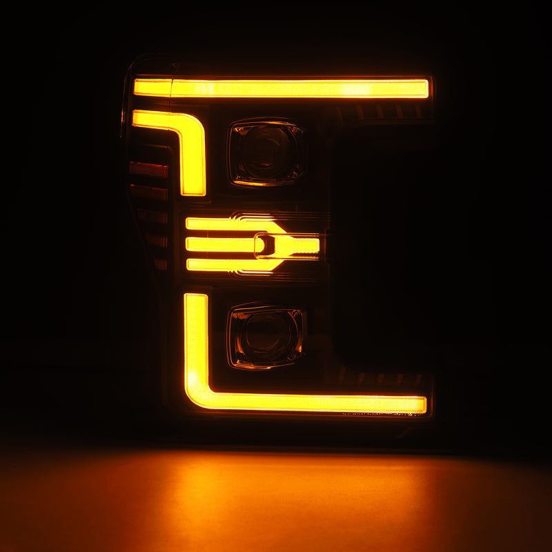 AlphaRex 17-19 Ford F-250/350/450/550 Super Duty LUXX-Series LED Proj Headlights Blk w/SS & SBDRL 880323