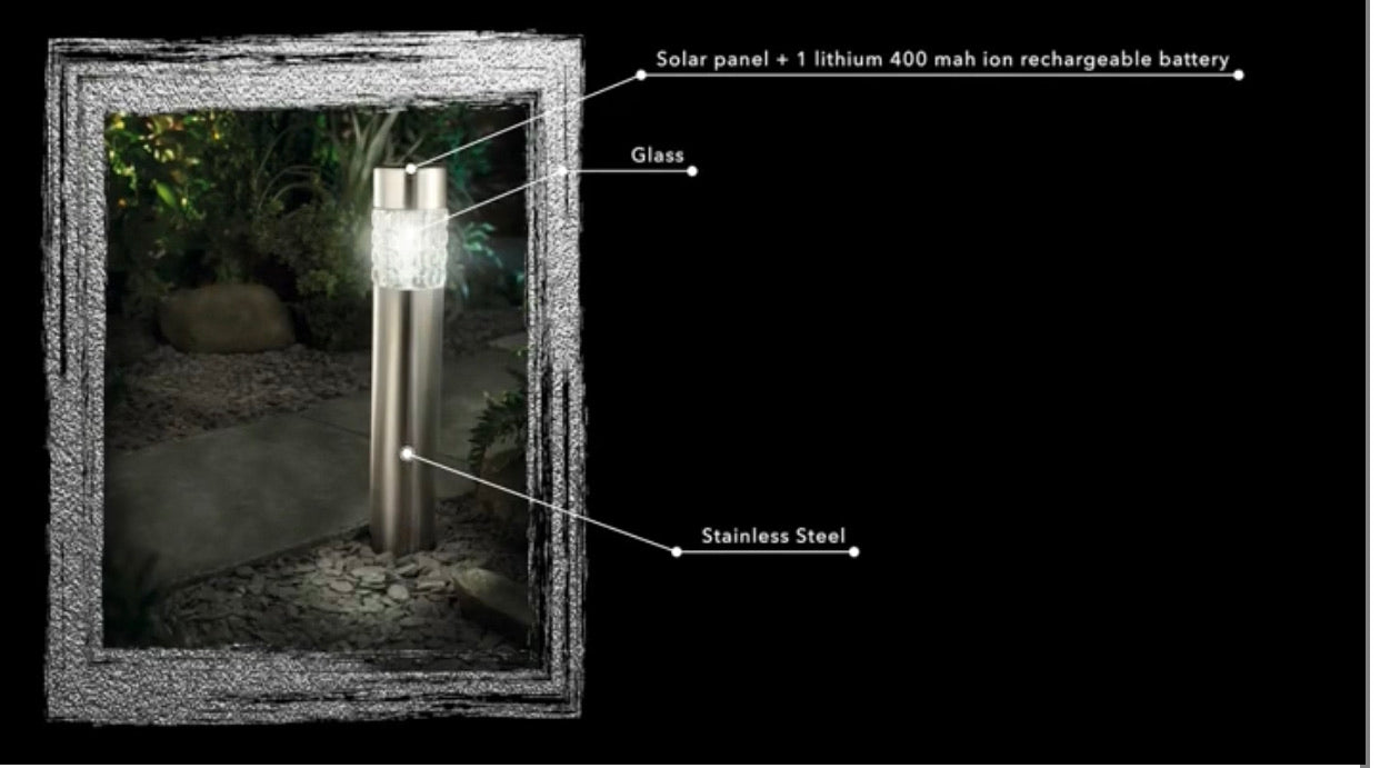 Hampton Modern Stainless Steel Solar Powered LED Bollard Pathway  Light -15 Pack